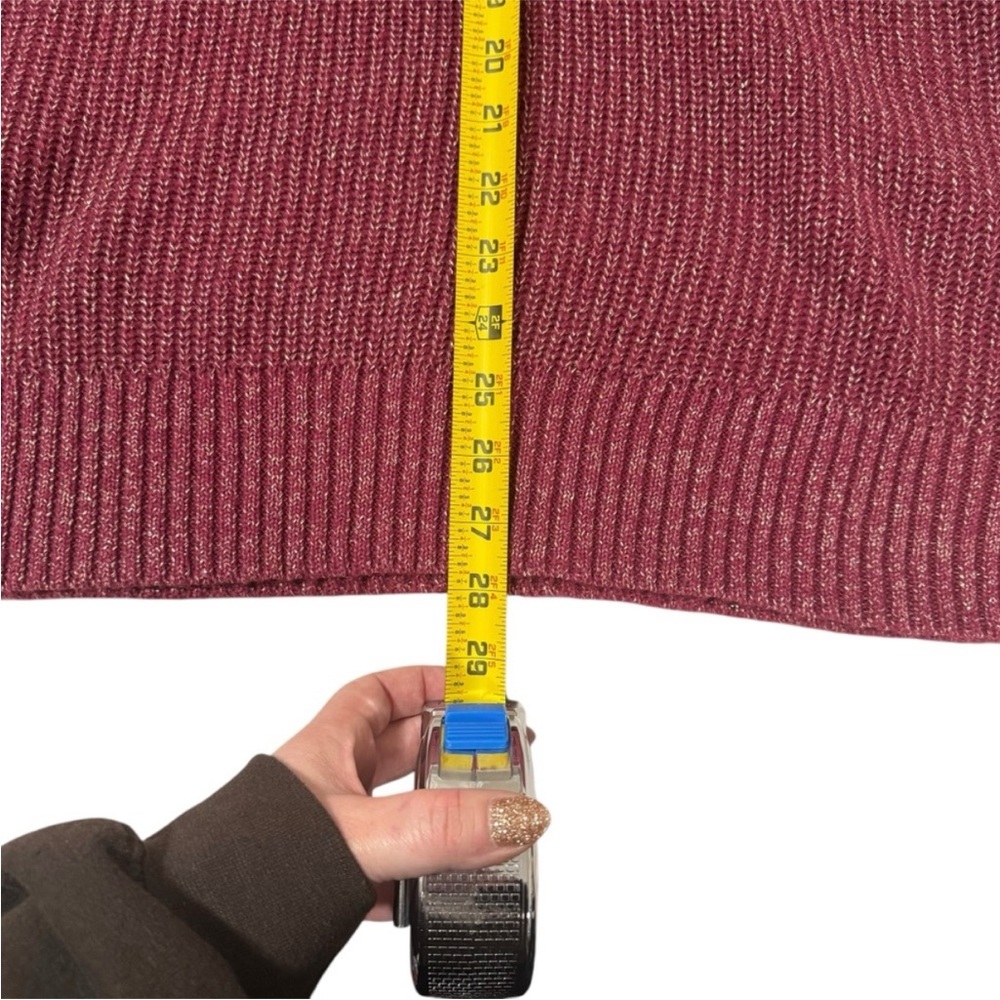 Torrid Maroon Metallic Cable Knit Pullover Cold Shoulder Sweater Size 1X - Picture 7 of 11